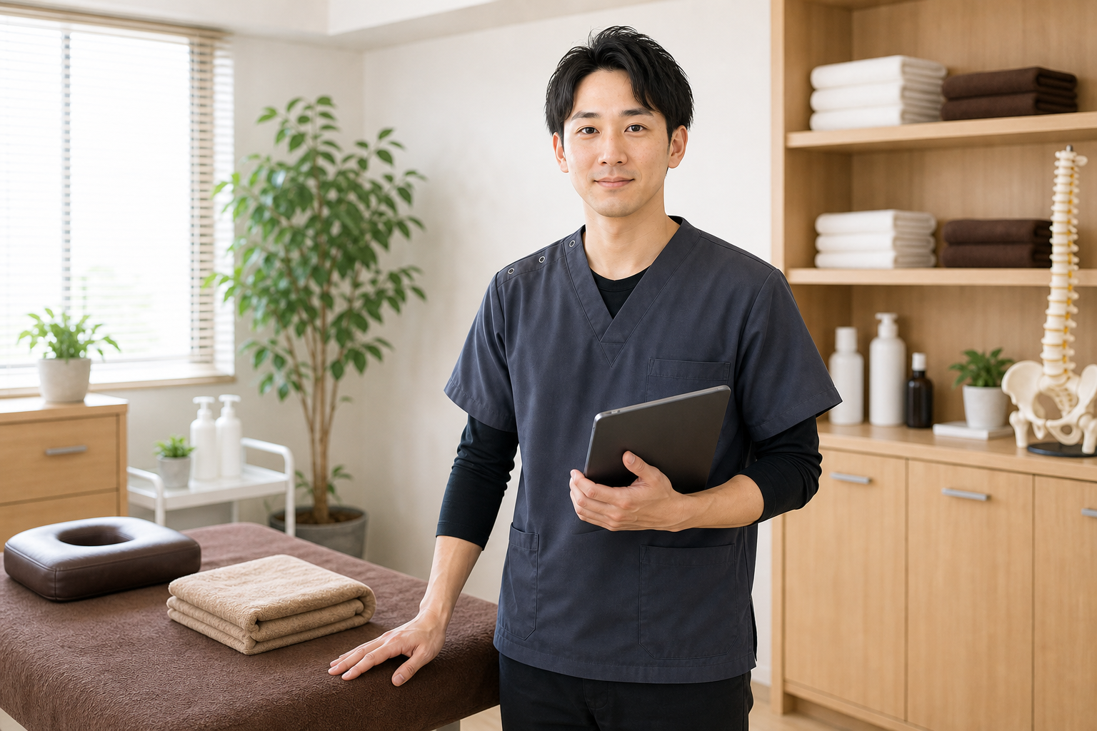 整体師が年収アップに向けて次の一歩を考える様子