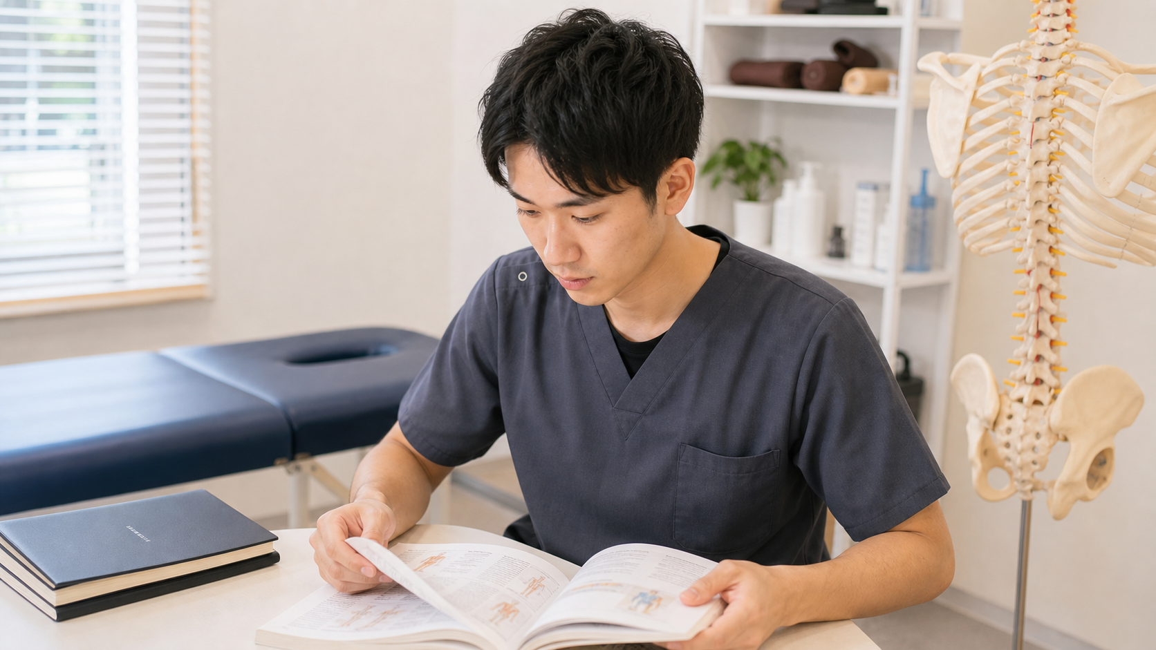 未経験から整体師を目指して学ぶ人の様子