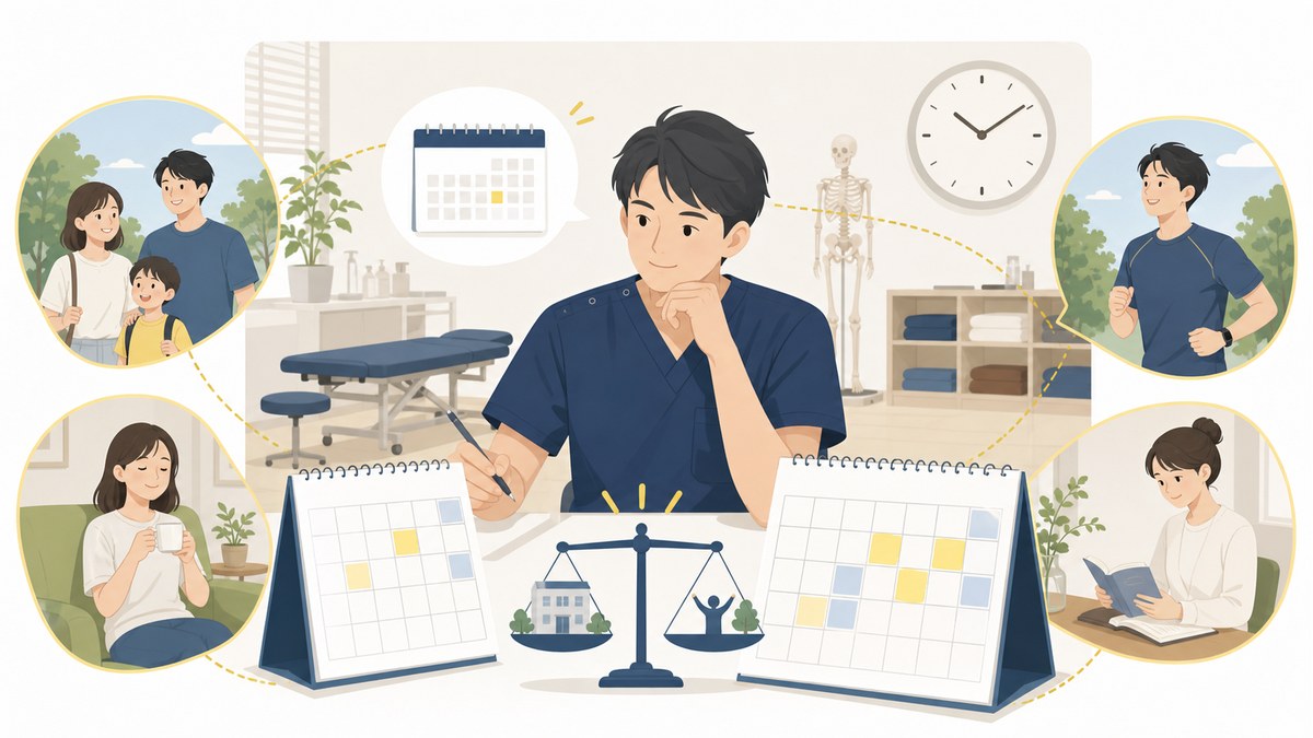 整体師が休日と働き方を選べる制度を表すイラスト