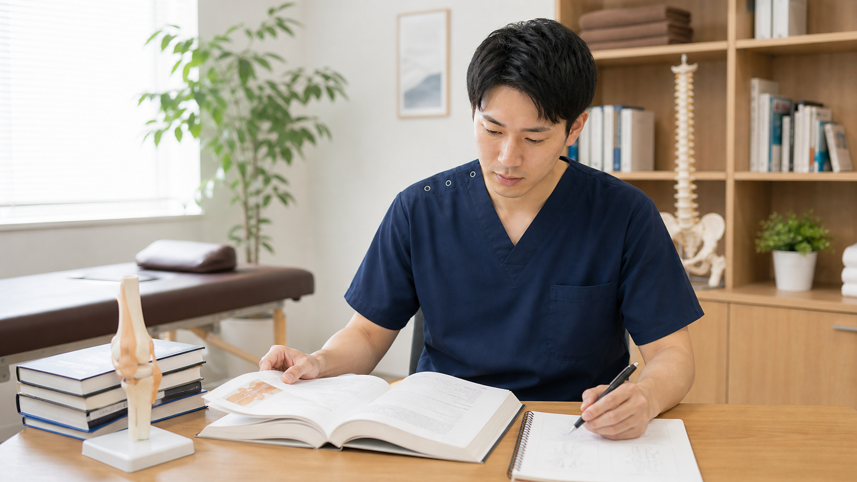 柔道整復師との違いを確認する施術者の様子