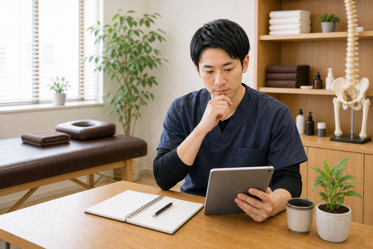 整体師が独立開業した年収の幅を確認する様子