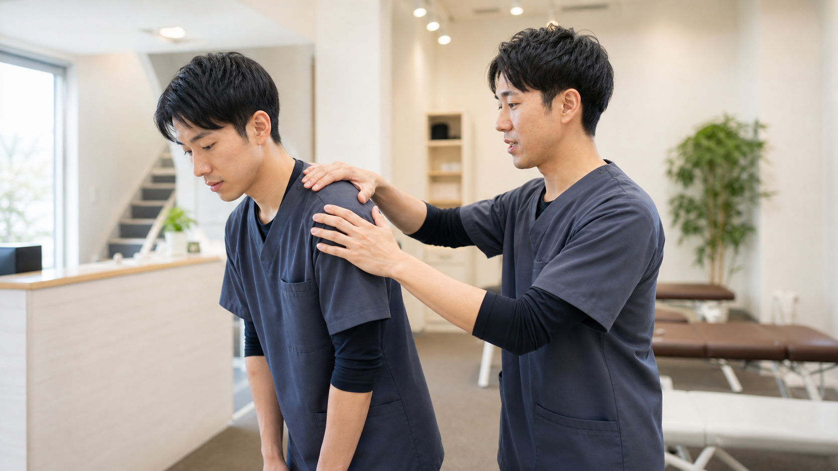 整体師が未経験でも採用される理由を研修で学ぶ様子