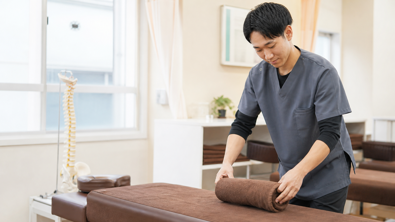 未経験から整体師としてデビューする準備を進める様子