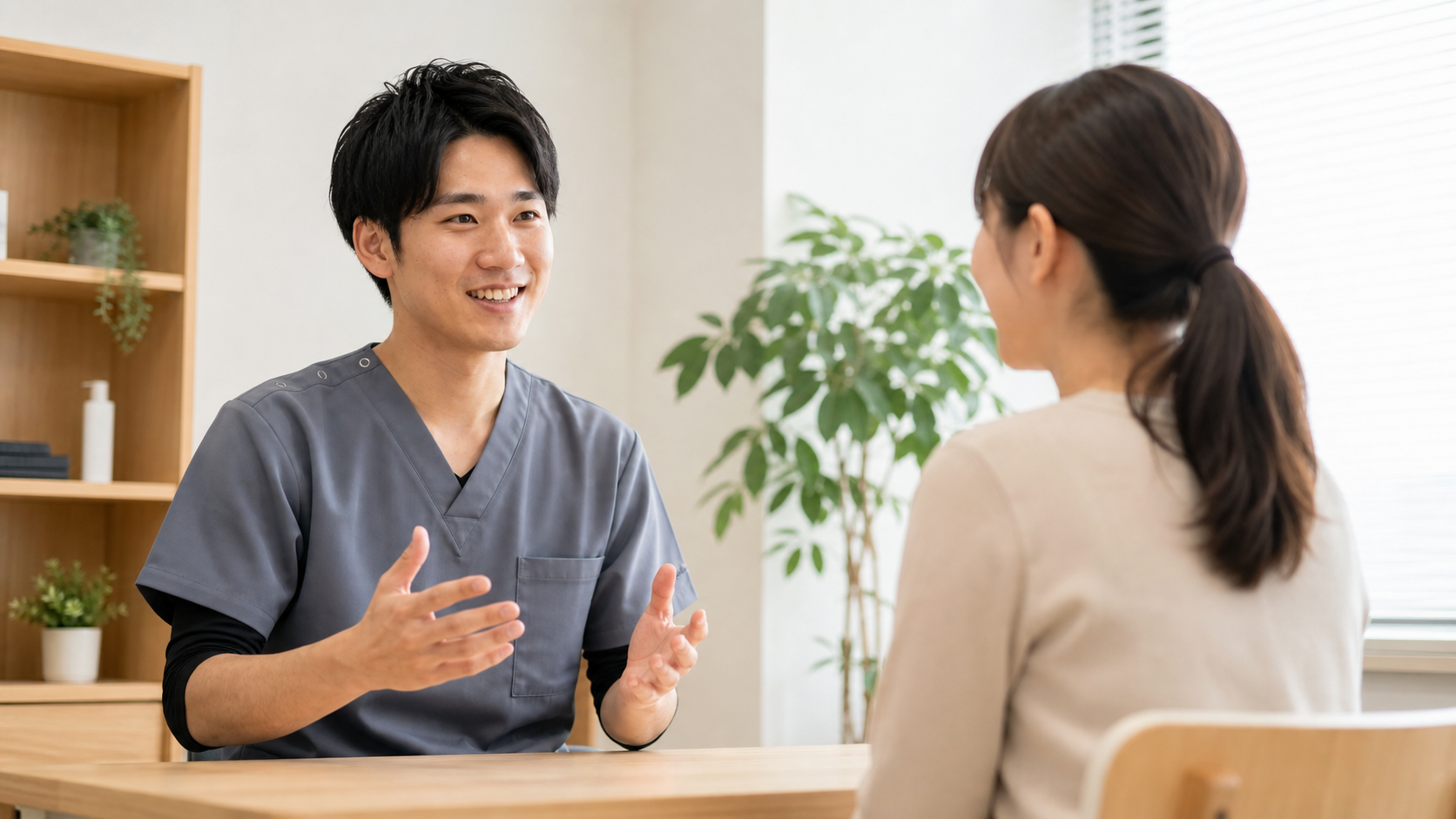 整体師未経験者が面接で志望動機を伝える様子