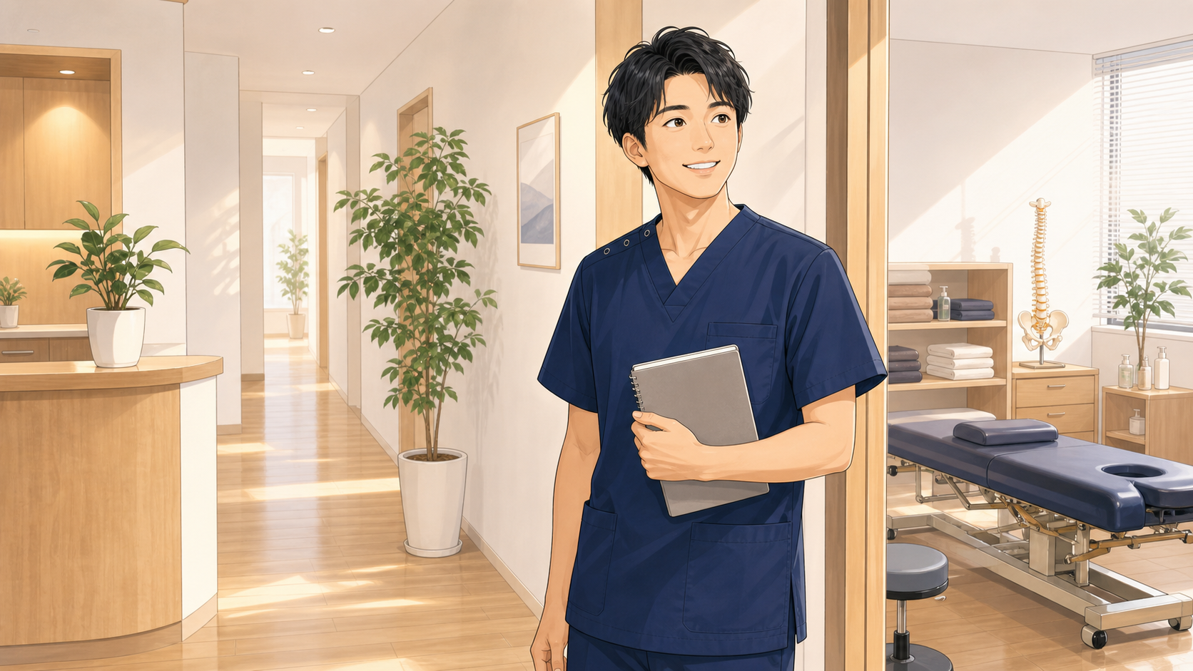 CUREPROで整体師の仕事に向き合う施術者のイラスト