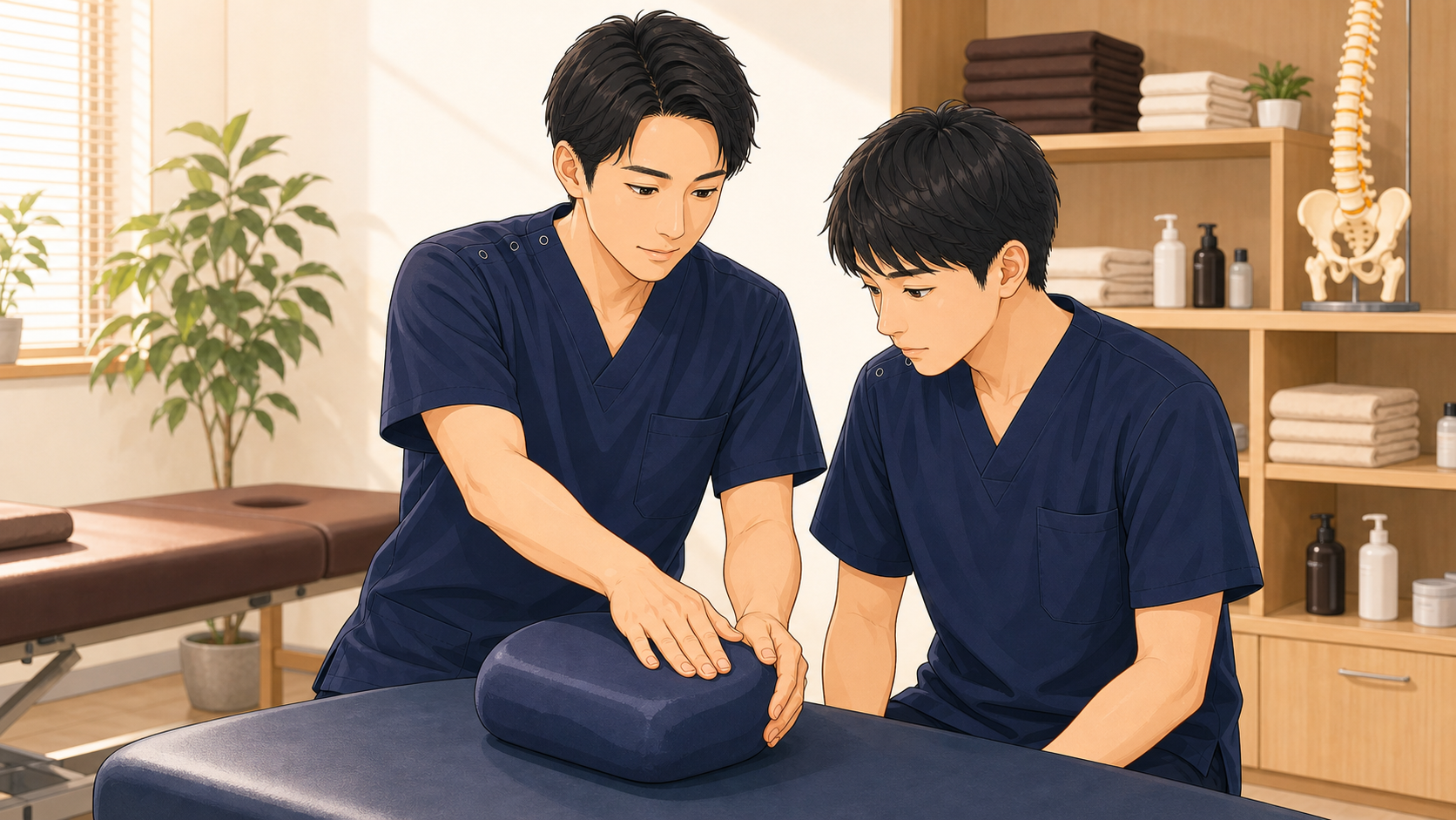 CUREPROで体系的な研修を受ける施術者のイラスト