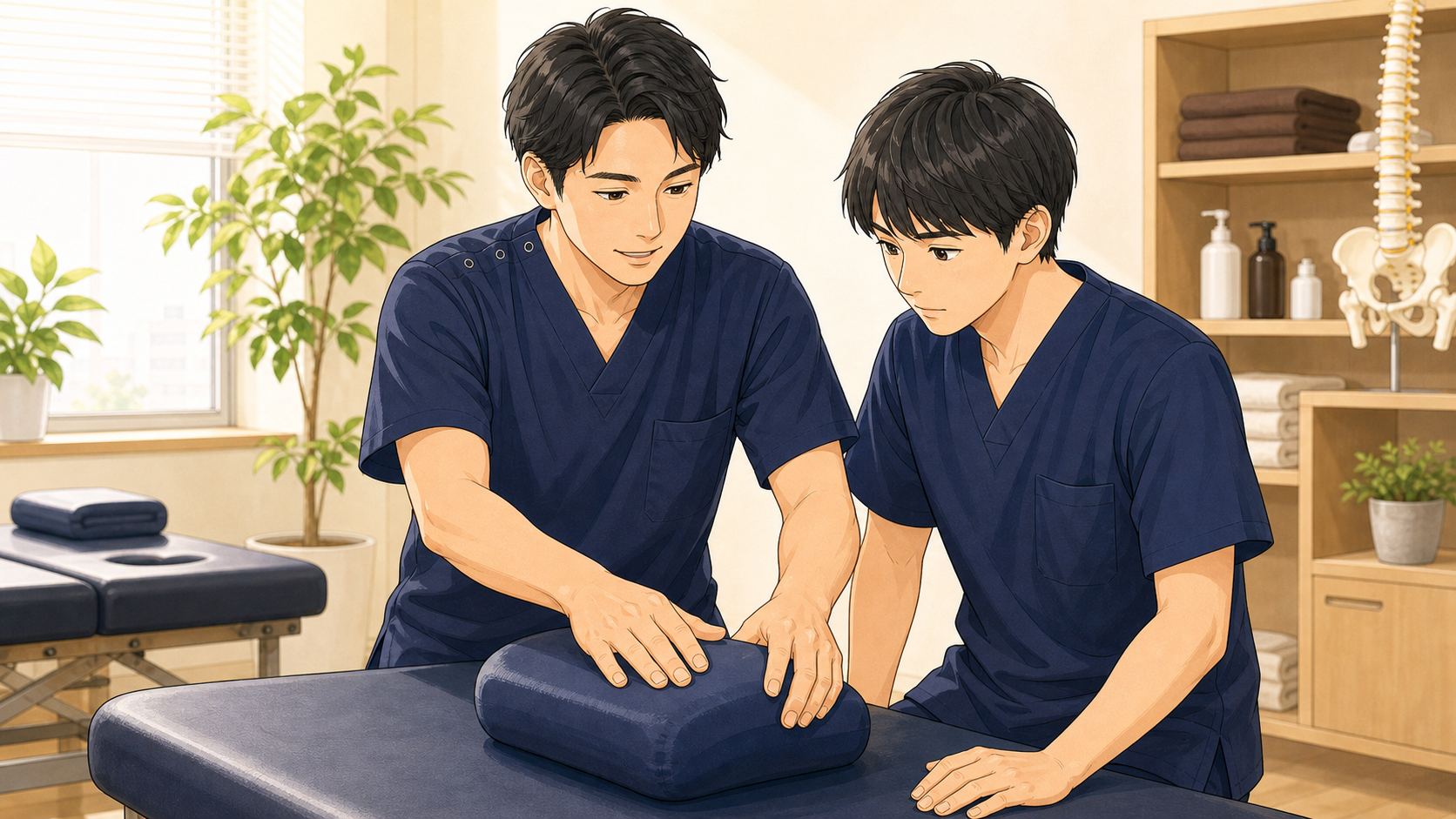 CUREPROで未経験者が研修を受けるイラスト