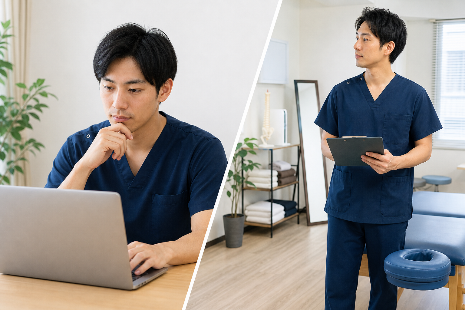 柔道整復師が求人情報を検索する様子