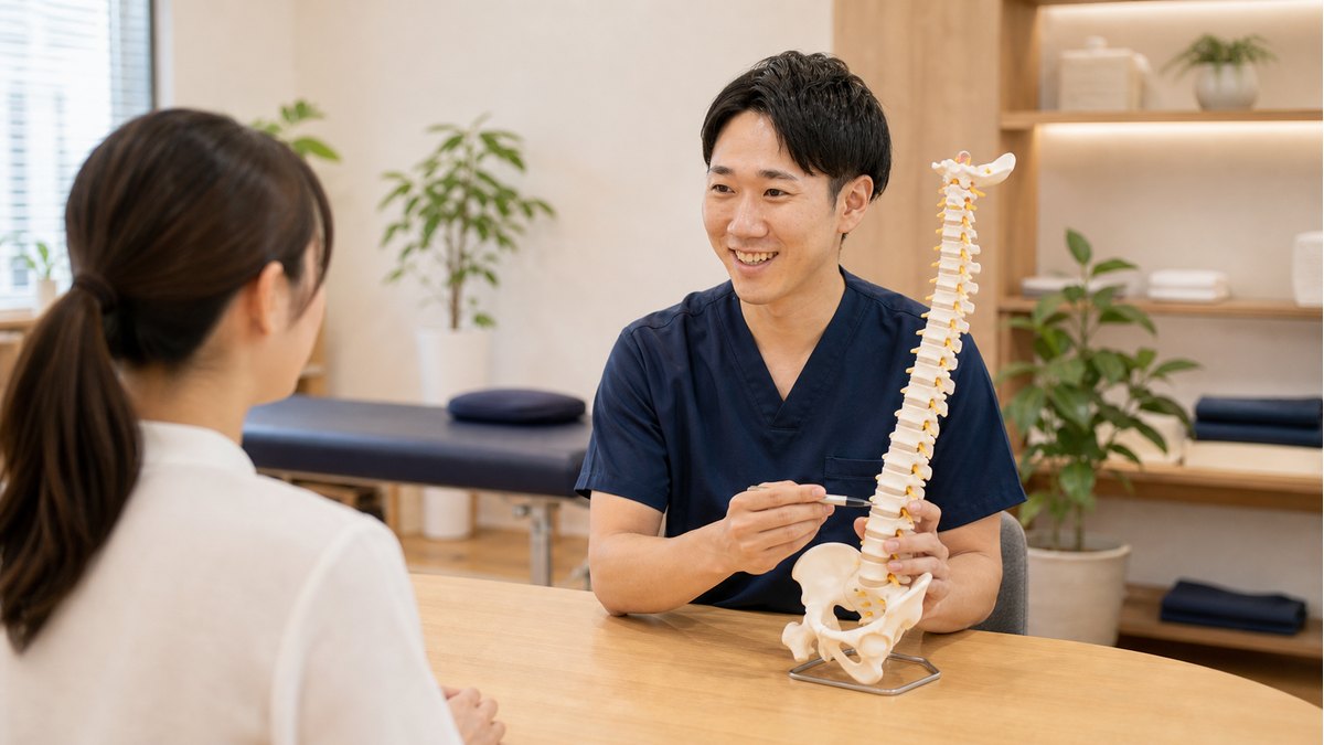 柔道整復師が開業要件と実務経験を確認する様子