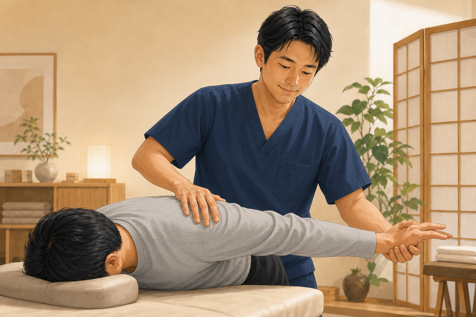 柔道整復師の身体的負担を表すイラスト