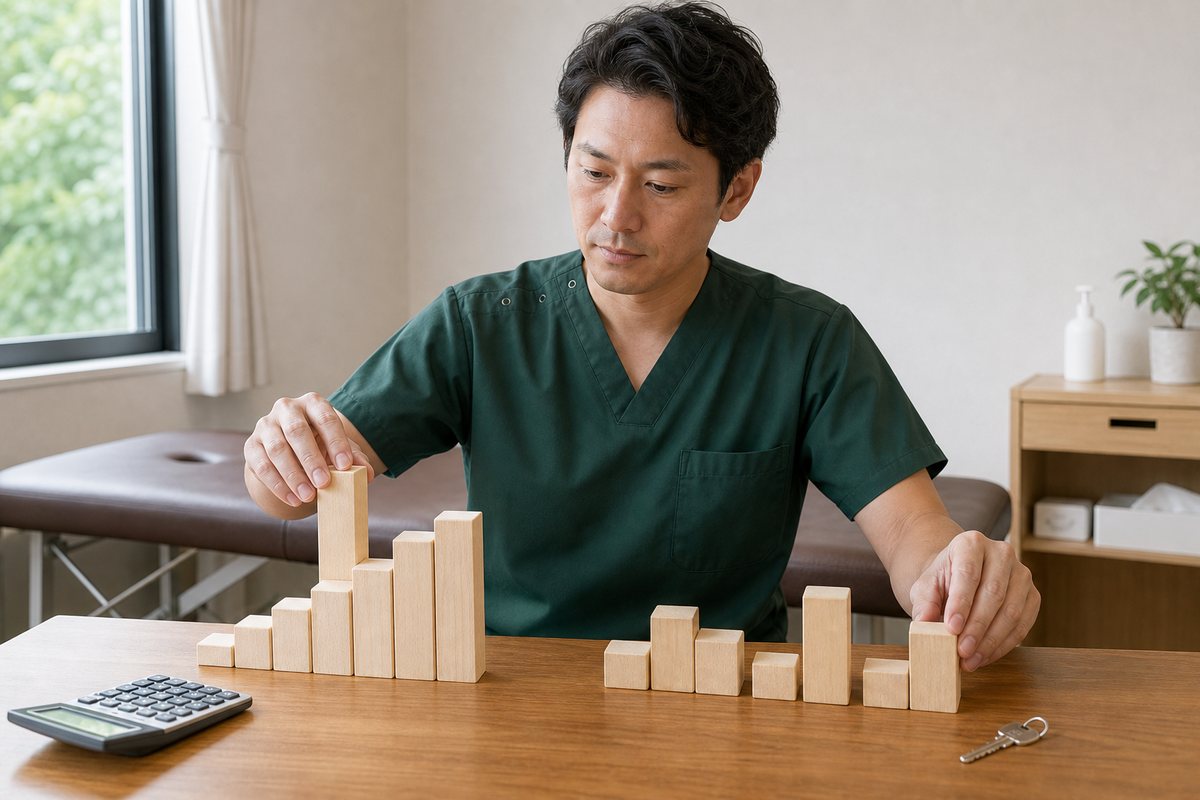 開業後の収入推移を比較する整体師