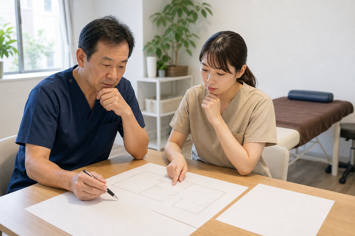 整体院開業の事業計画を立てるスタッフ