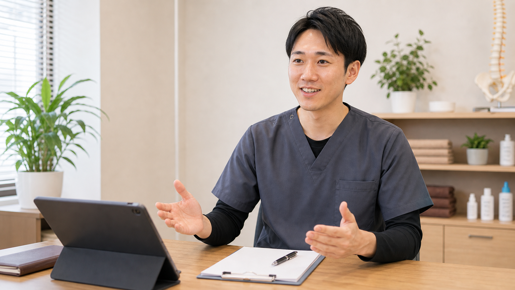 整体院開業の質問に答える施術者の様子