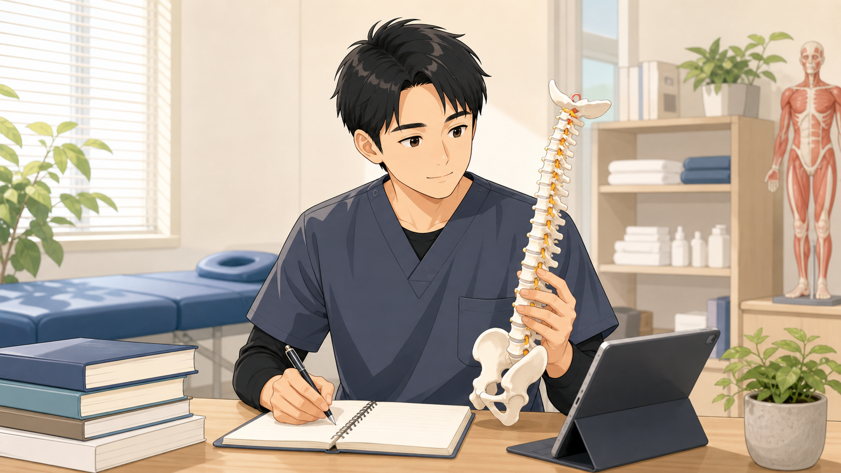 整体師が継続的にスキルアップするイラスト