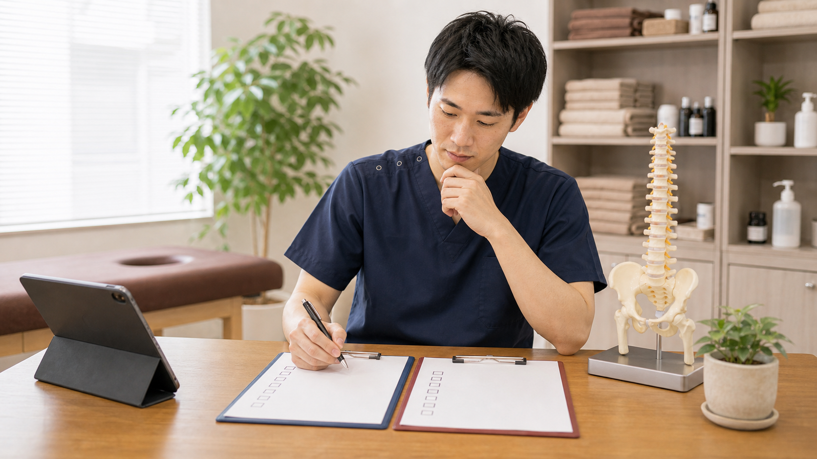 整骨院と接骨院と整体院の名称の違いを確認する様子