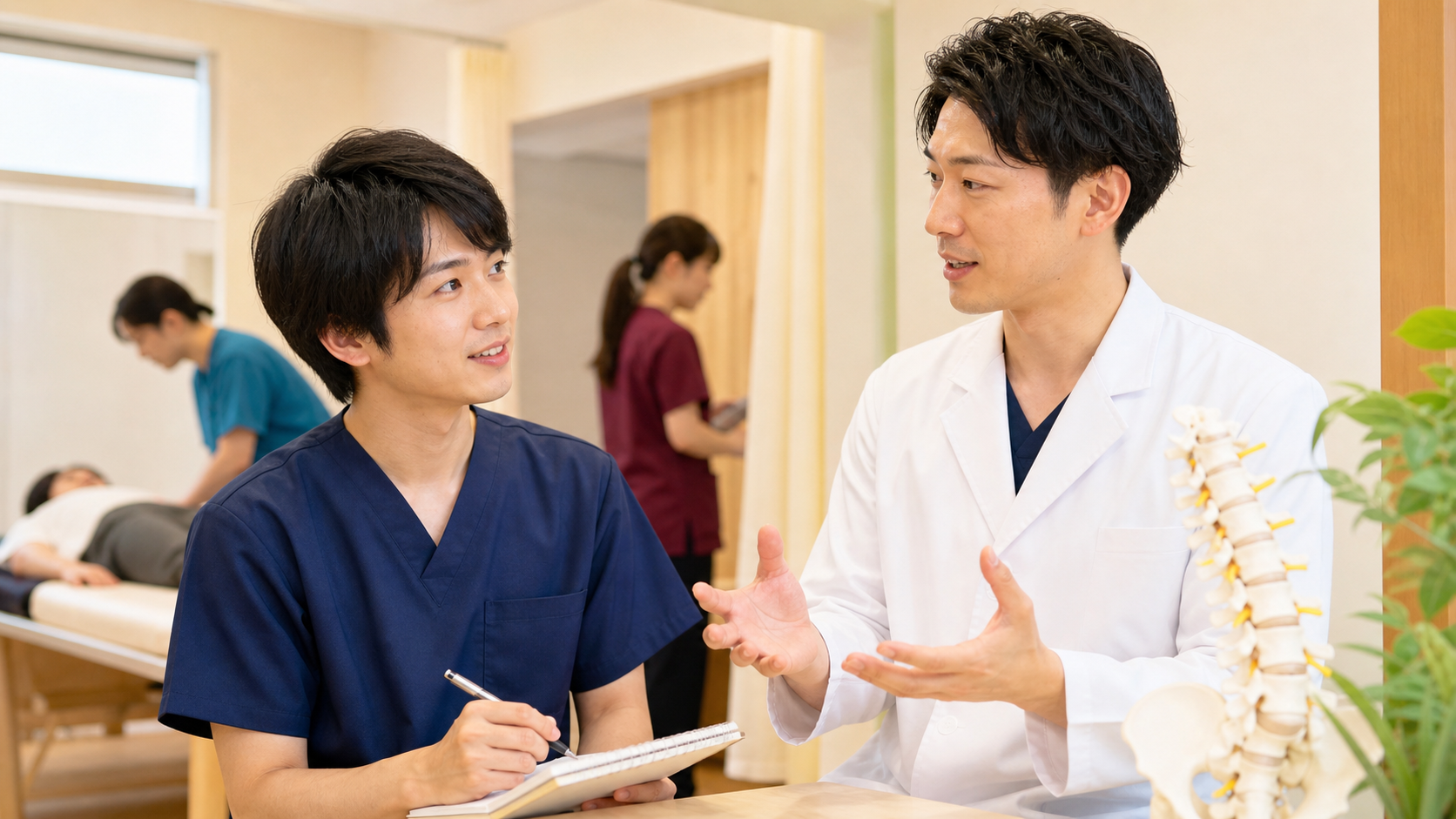 未経験から整体師を目指して学ぶ新人スタッフ