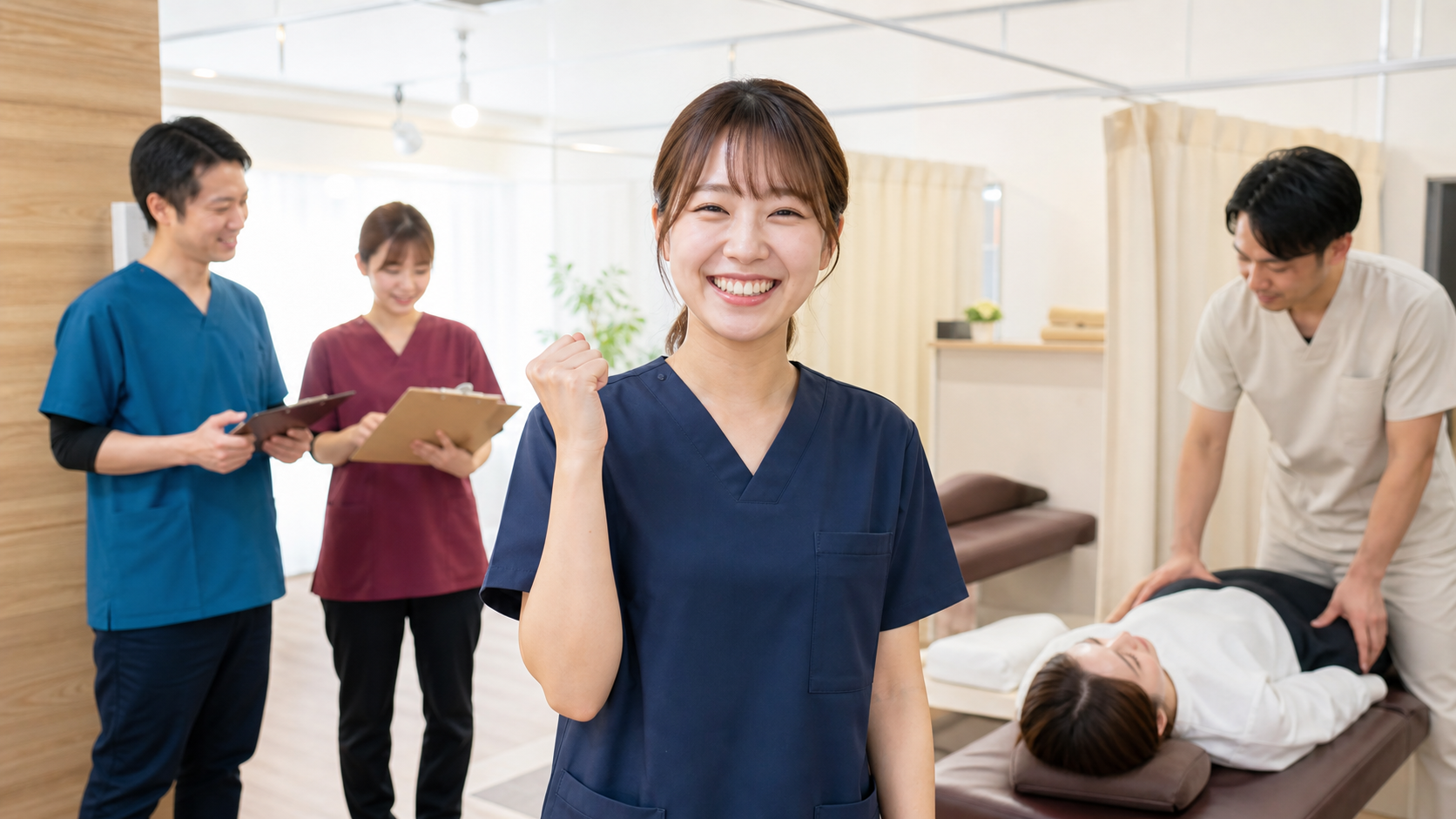 研修を終えて自信を持つ新人整体師