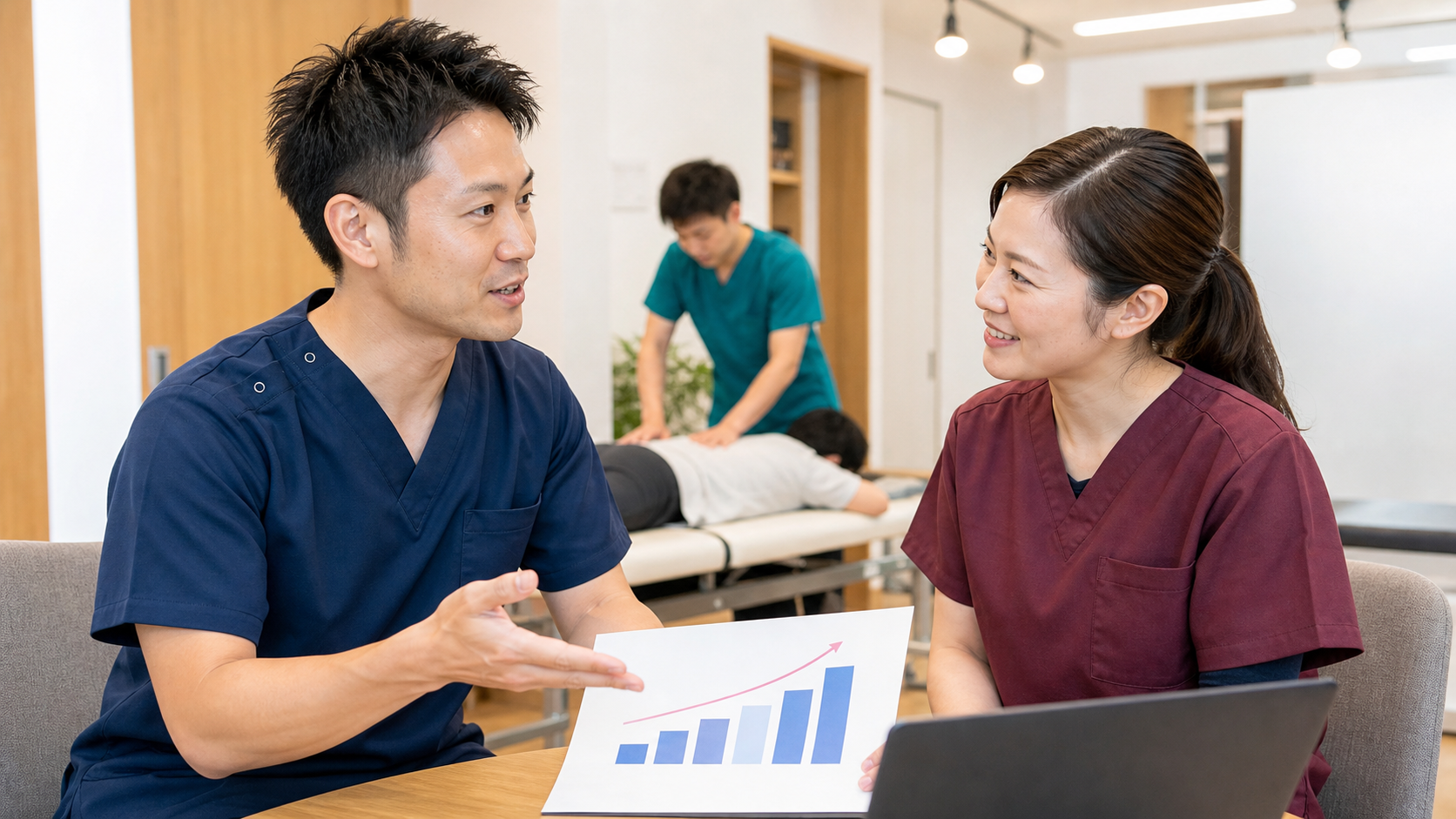 安定した収入と評価について話す整体師