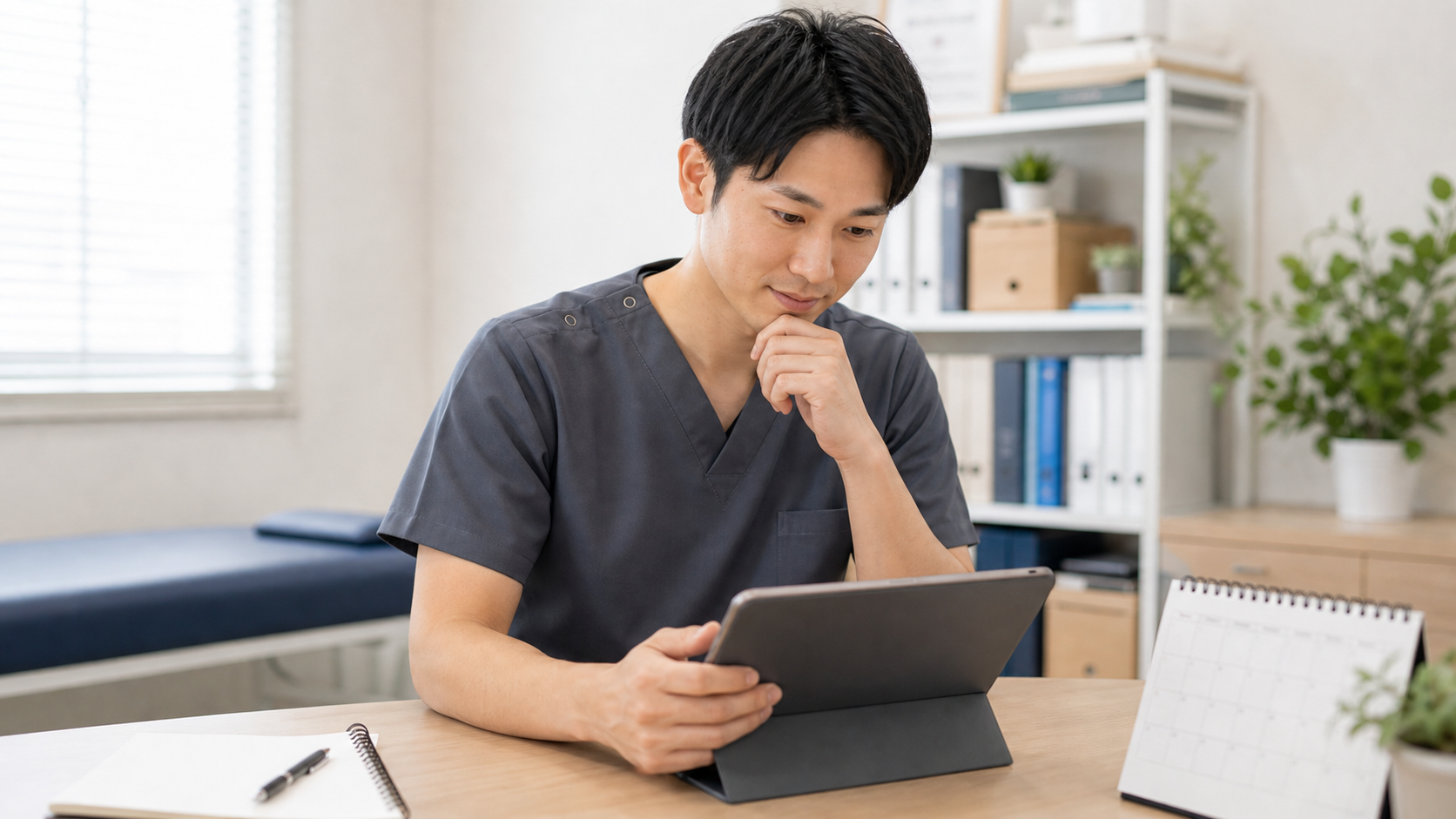 整体師バイトの時給や勤務条件を確認する様子