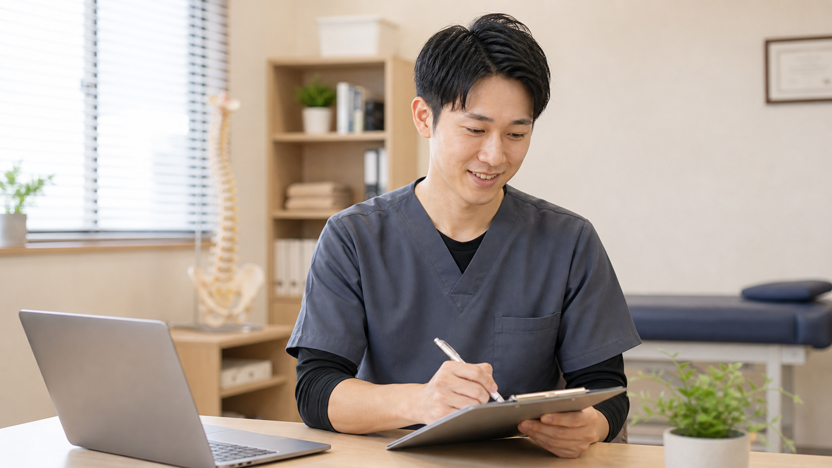 整体師バイトに向いている人が仕事を確認する様子