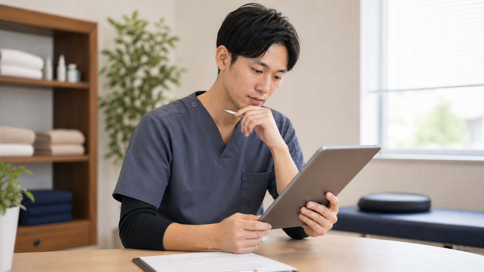 整体師が失敗しないバイト先の条件を確認する様子