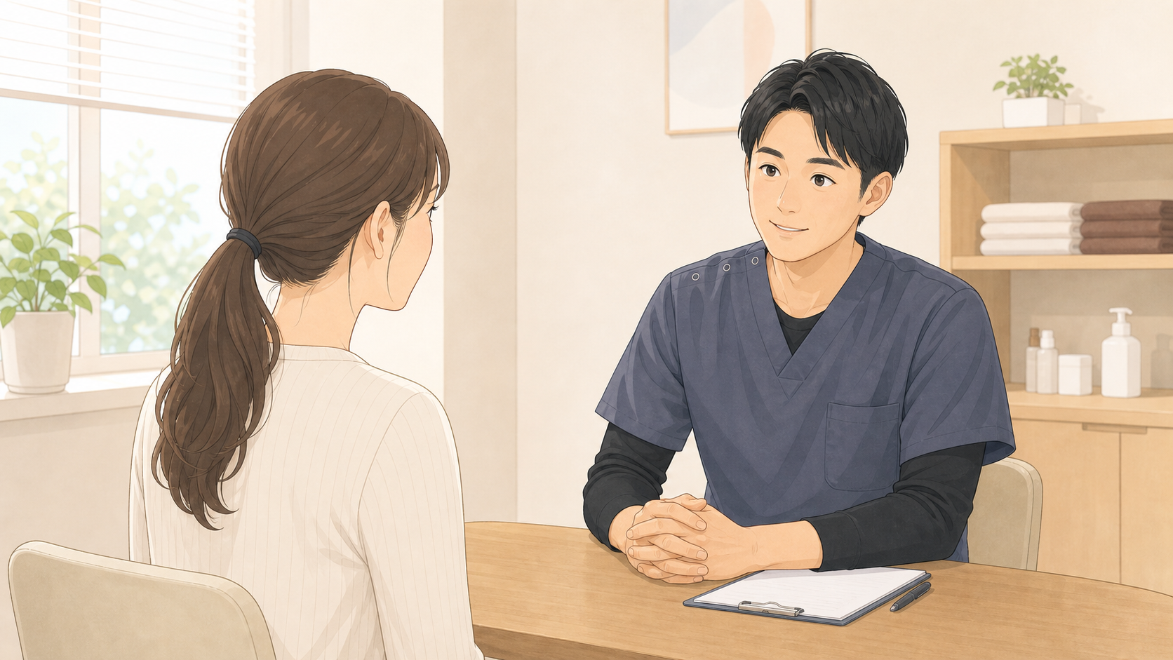 CUREPROで未経験から研修を受ける施術者のイラスト