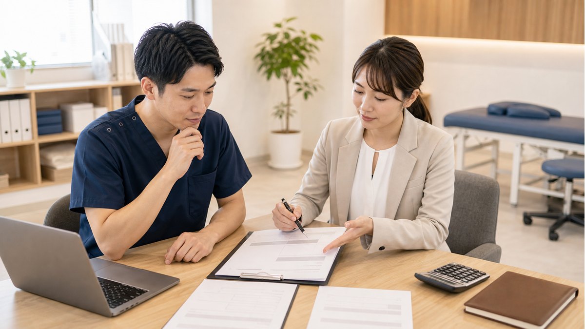柔道整復師の転職で給与条件と評価制度を確認する場面