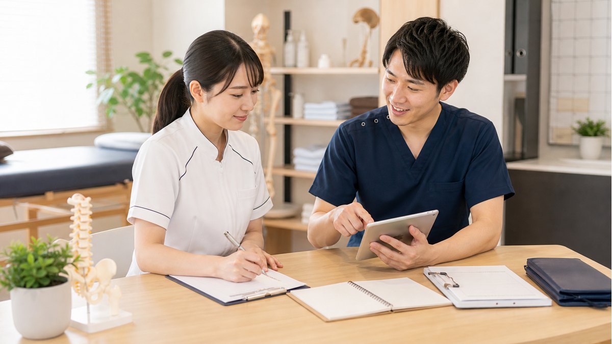 柔道整復師が未経験やブランクから再出発するため研修内容を確認する場面