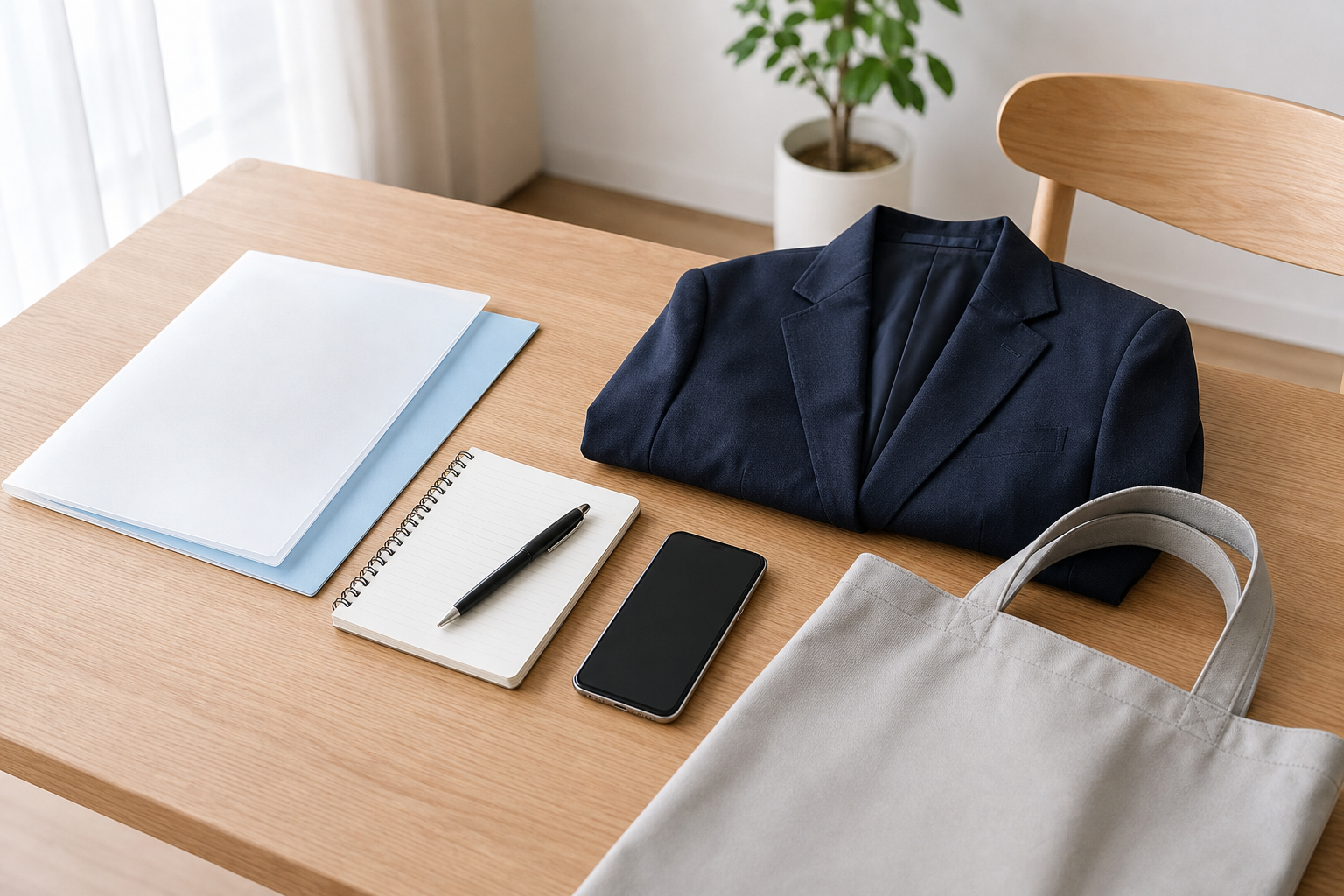 整骨院の職場見学に備えたノートや筆記具と清潔感のある服装