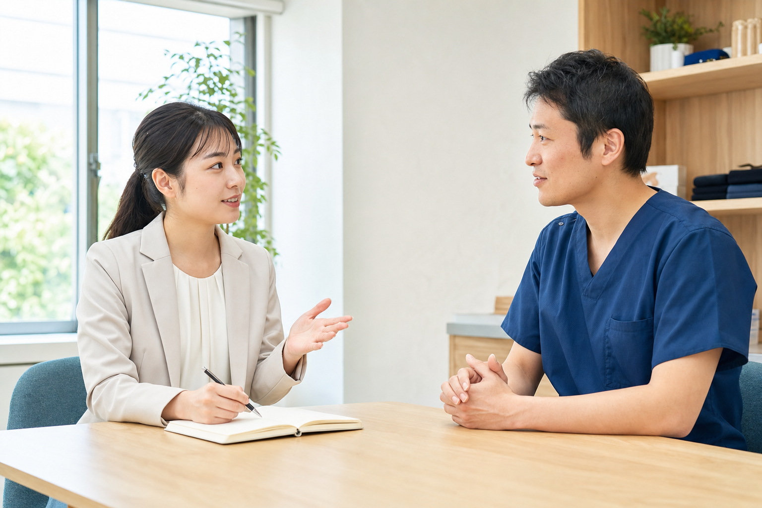 整骨院の職場見学で採用担当者へ質問する求職者