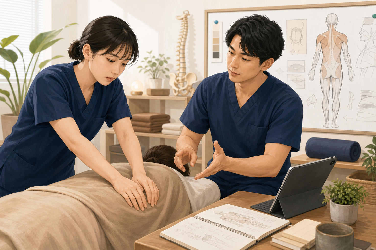 研修を受けながら自費整体を学ぶ施術者