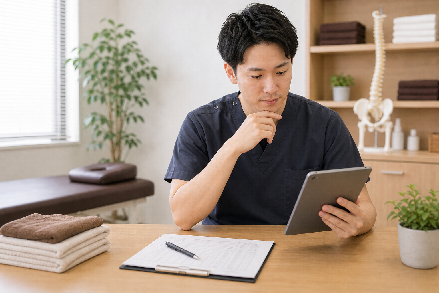 副業整体師の収入の目安を確認する様子