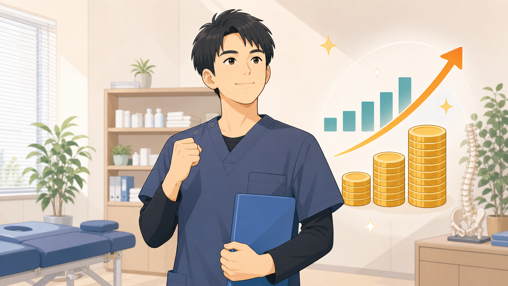 CUREPROで安定した収入を確認するイラスト