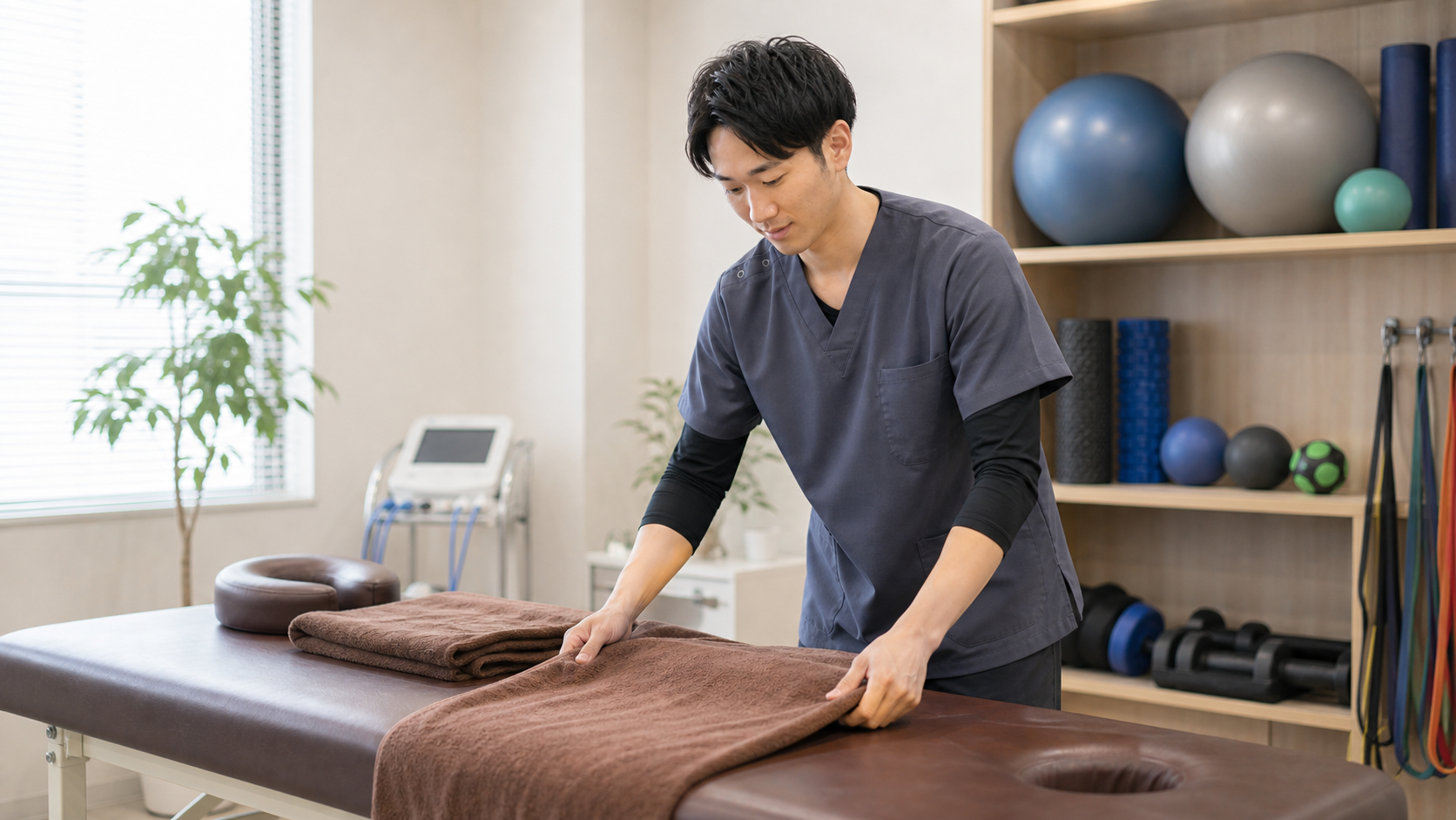 スポーツ整体師が施術室を整えて活躍の場を広げる様子