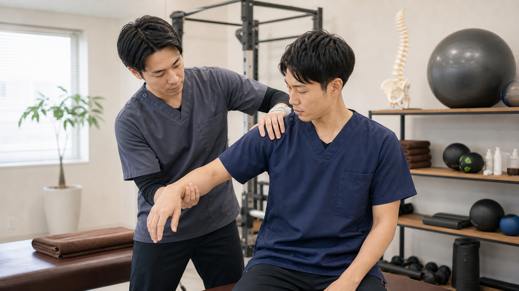 スポーツ整体師が基礎技術を現場で学ぶ様子