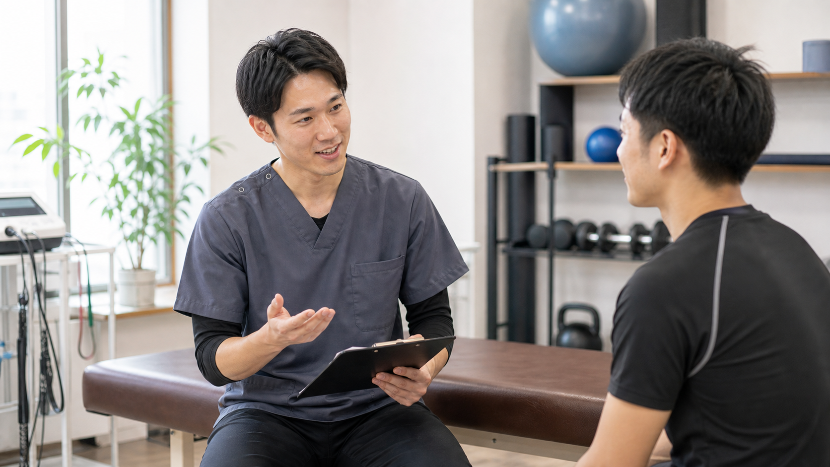 スポーツ整体師が質問に答える様子