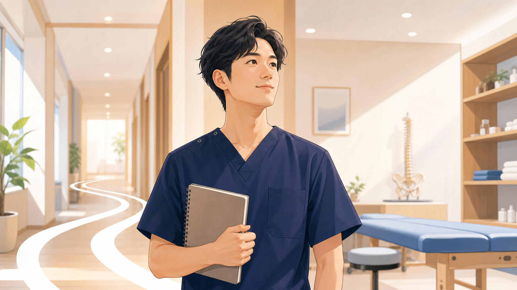 CUREPROでキャリアの道筋を考える施術者のイラスト
