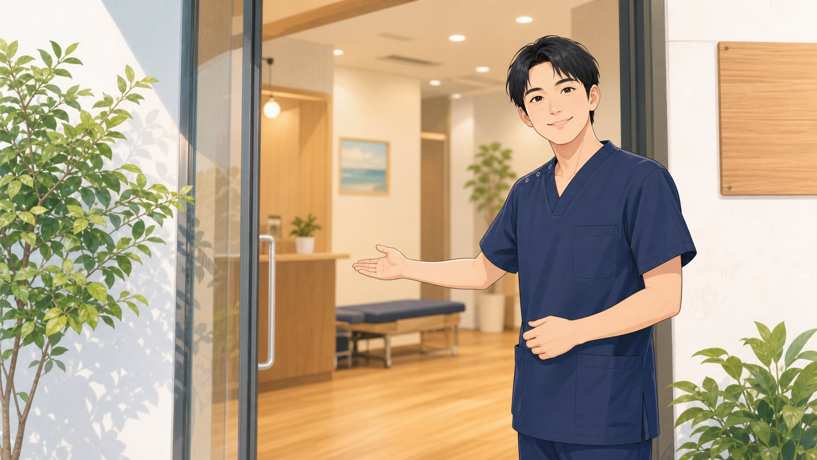 CUREPROの職場環境を見学する求職者