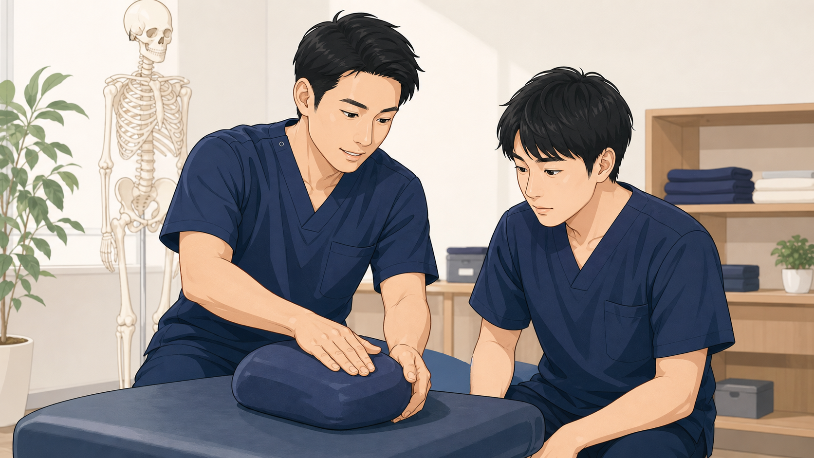 CUREPROで体系的に技術を学ぶ施術者のイラスト