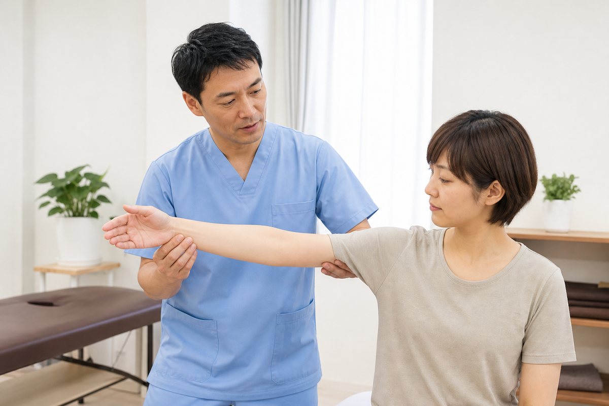 身体の状態を慎重に確認する整体師
