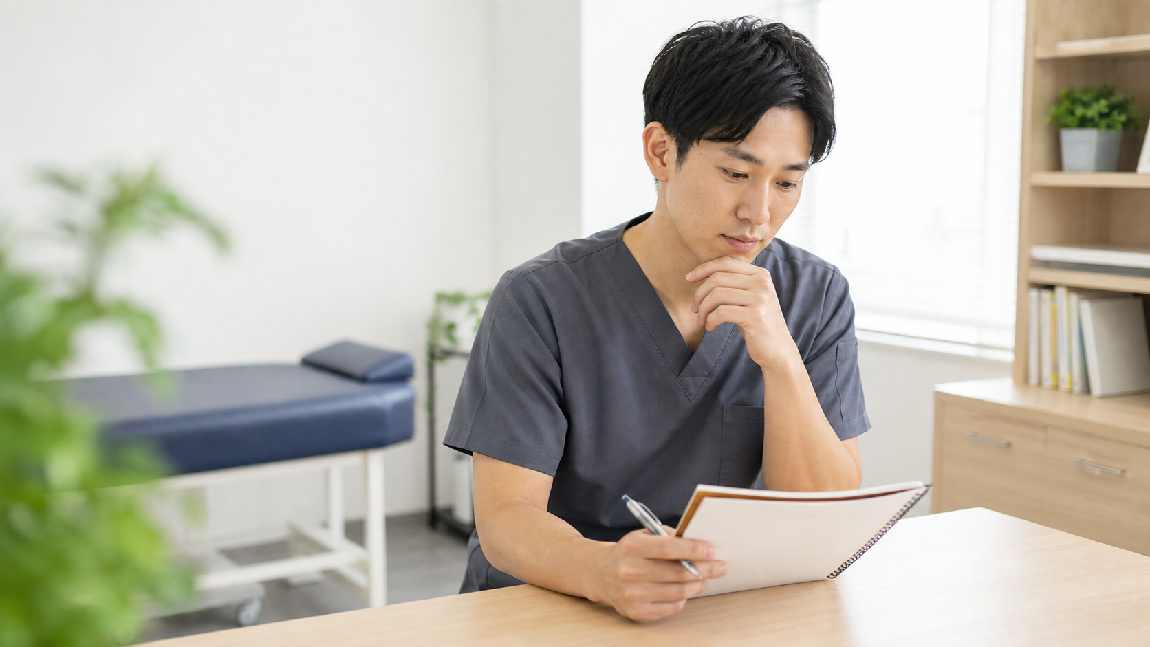 東京の整体師求人を確認する施術者の様子