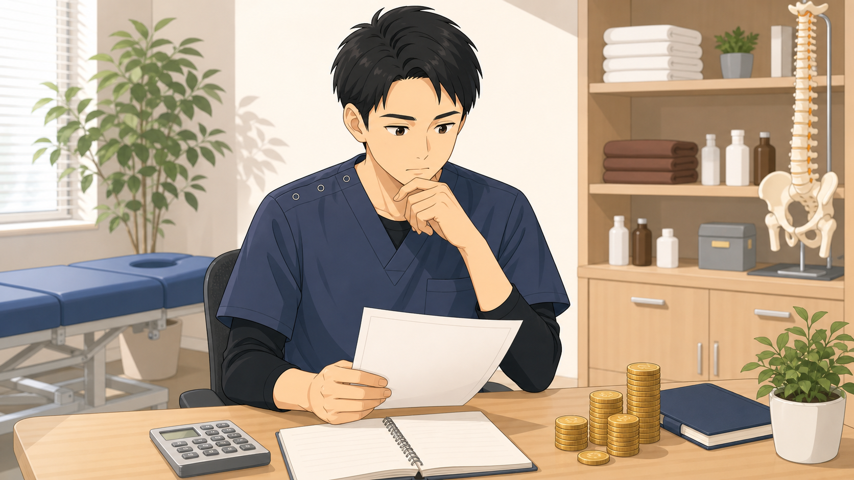 整体師の給料水準の不安を確認するイラスト