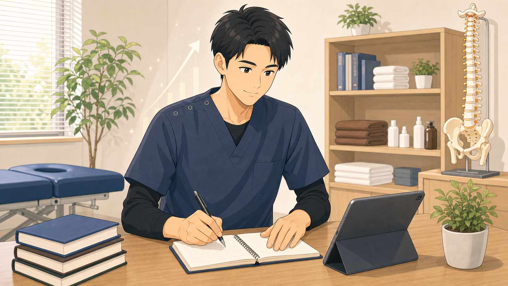整体師がスキルアップで自信を高めるイラスト