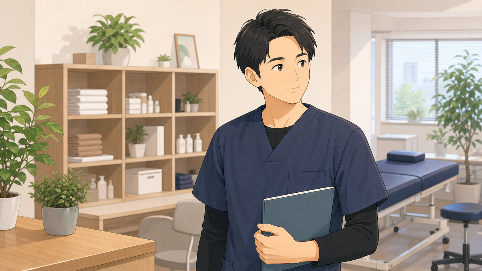 整体師が職場環境や人間関係を見直すイラスト