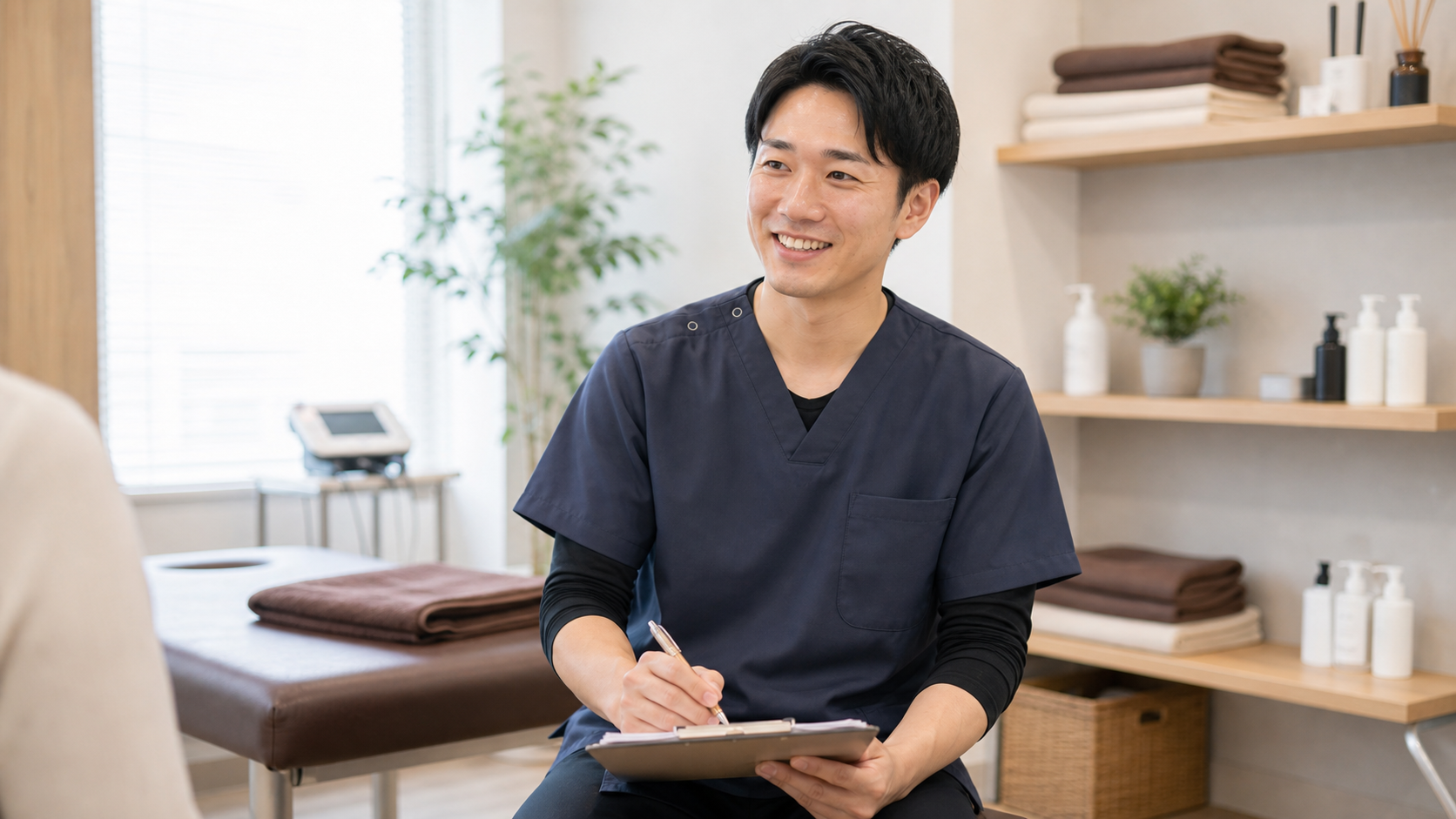 整体師がやりがいを感じながら相談を受ける様子