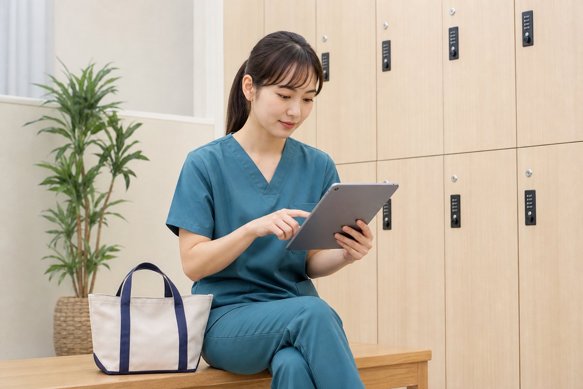 勤務予定を確認する女性整体師